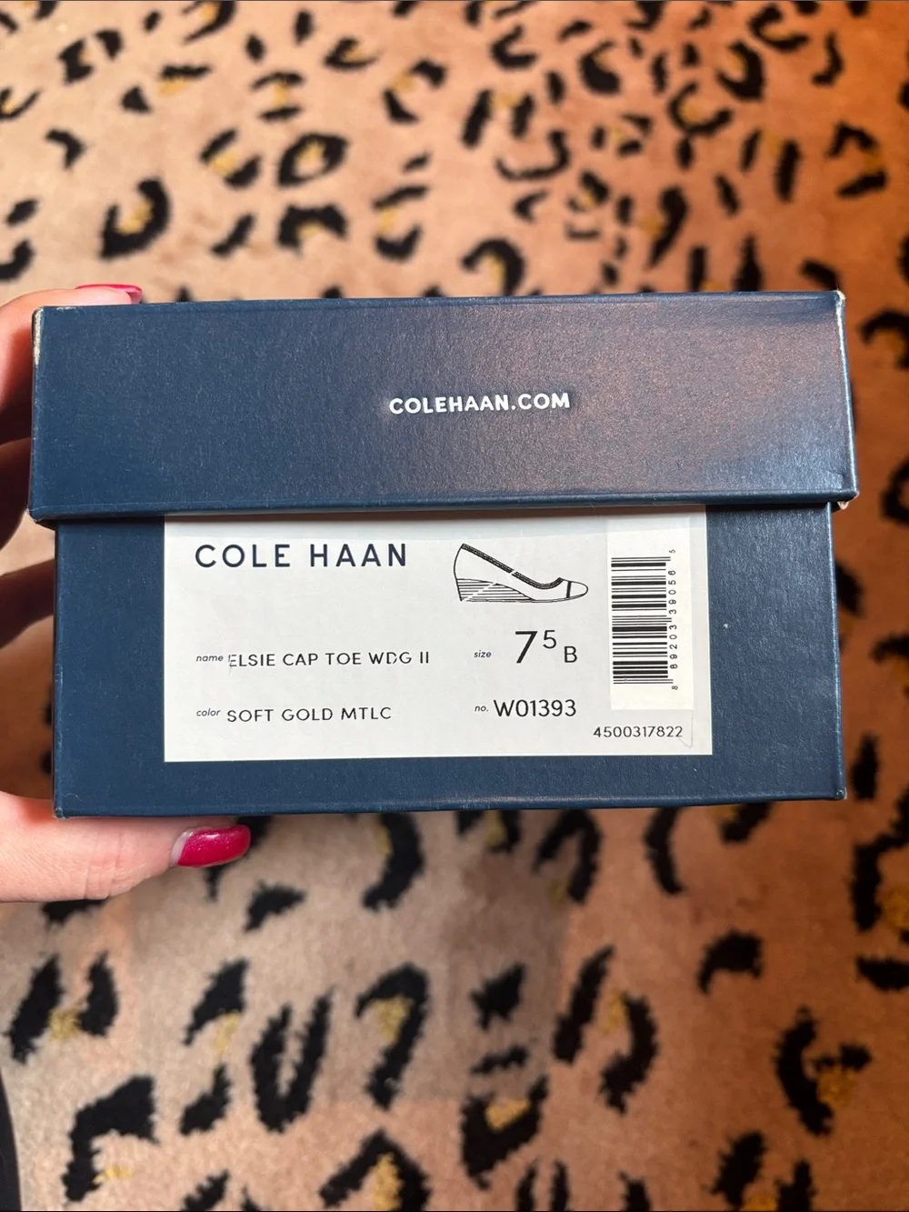Cole Haan Elsie Cap Toe Wedge in Soft Gold Metallic BNIB